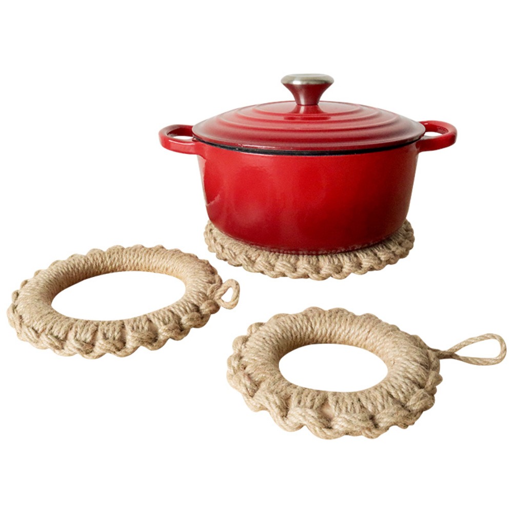 2Pcs Rustic Jute Woven Trivets - Cast Iron Corn 评论和价格